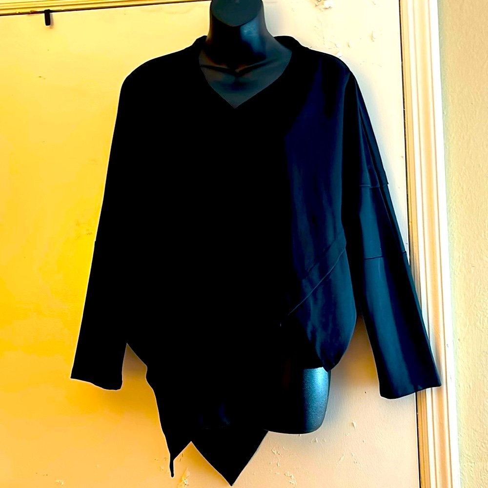 Fashion Collection Women’s Asymmetrical Black Blouse